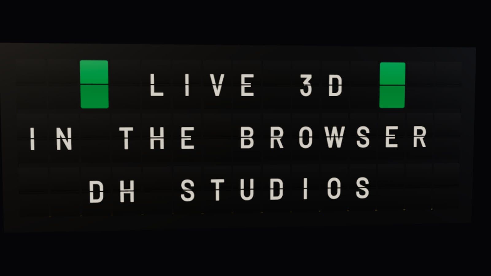 A generic split-flap board rendered in 3D, built by DH Studios